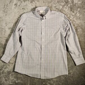 Roundtree‎ & Yorke Dress Shirt Mens Fitted 16 1/2 34 Gold Label Plaid Non Iron